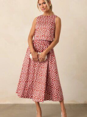Prosperina Simone Cotton Top Brick Red Polka Dot Size Small Color NWT